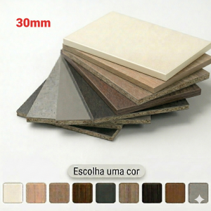 30mm - Placa de Madeira Melamina para corte à medida - várias cores